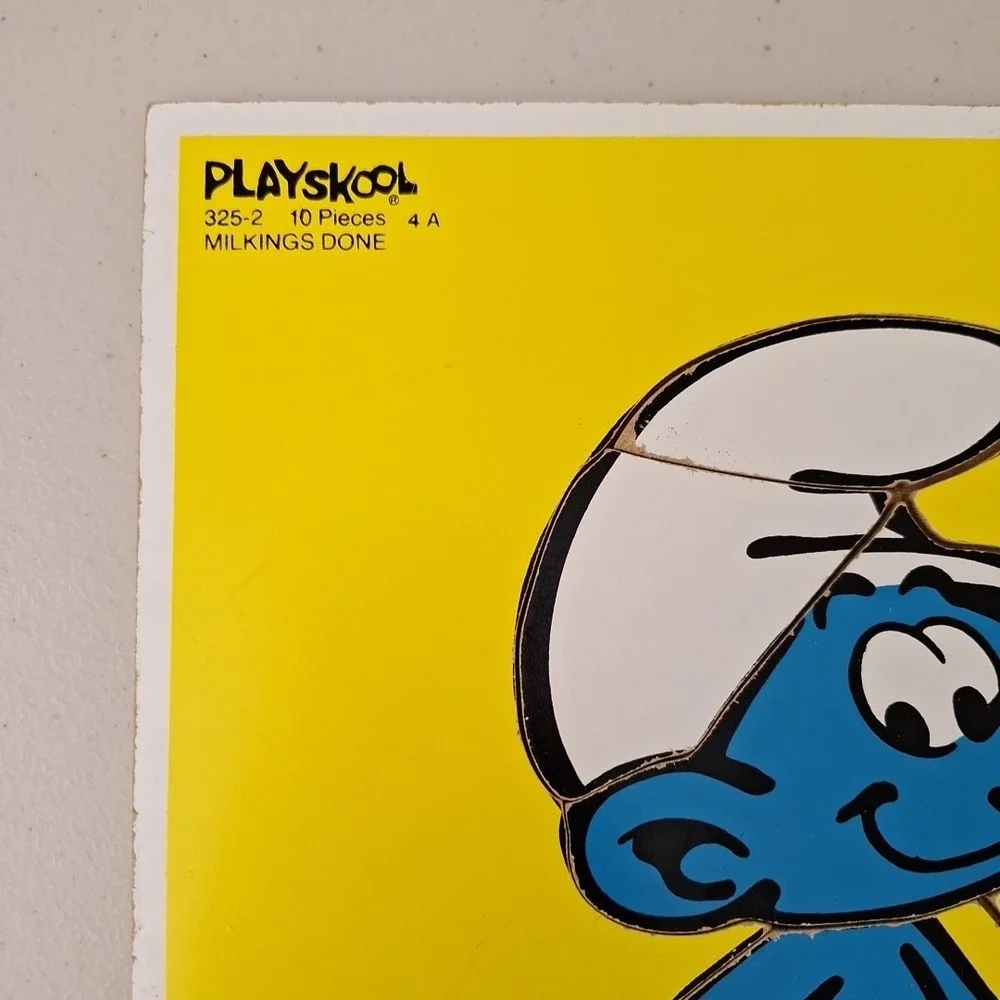 Vintage PLAYSKOOL 1982 Smurfs Wooden Puzzle MADE IN USA